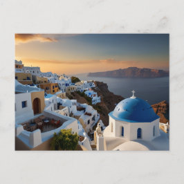 Postal Felicidad del Atardecer en Santorini