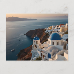 Postal Felicidad del Atardecer en Santorini