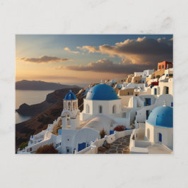 Postal Felicidad del Atardecer en Santorini