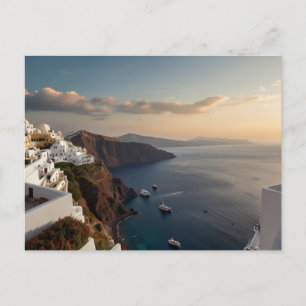 Postal Felicidad del Atardecer en Santorini