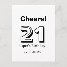 Postal Felicidades 21 cumpleaños letra negrita nombre chi