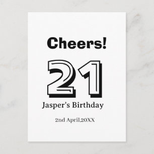 Postal Felicidades 21 cumpleaños letra negrita nombre chi