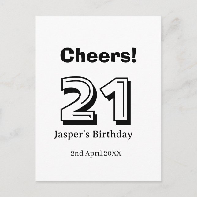 Postal Felicidades 21 cumpleaños letra negrita nombre chi (Anverso)