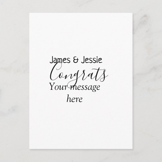 Postal Felicidades agregar nombre mensaje boda pareja rec (Anverso)