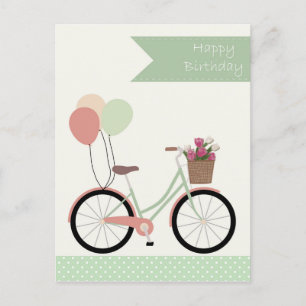 Postal Felicidades bicicleta de cumpleaños
