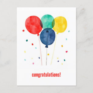 Postal Felicidades con Globos y Confeti