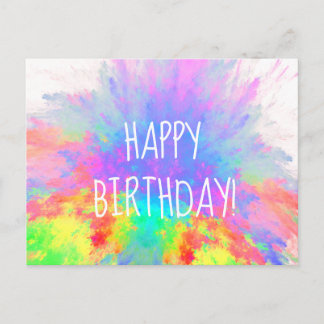 Postal Felicidades Cumpleaños Explosión de Color Arcoíris