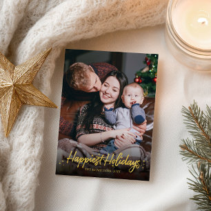 Postal Felicidades de Navidad en Caligrafía Dorada Foto