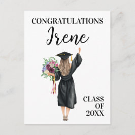 Postal Felicidades Graduada Acuarela Chica Flores 