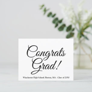 Postal Felicidades graduado blanco negro personalizado es