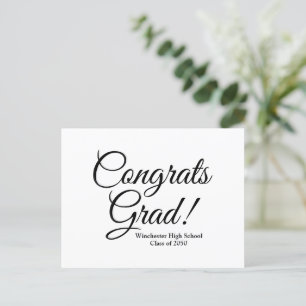 Postal Felicidades graduado blanco negro personalizado es