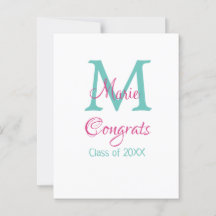 Felicidades graduado inicial nombre monograma verd