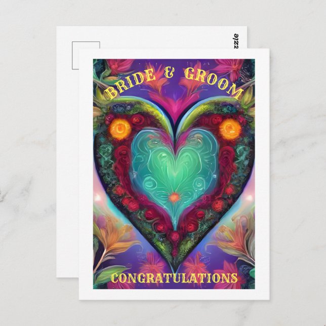 POSTAL FELICIDADES NOVIA Y NOVIO   (Anverso / Reverso)