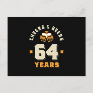 Postal Felicidades por el 64 cumpleaños y cervezas por 64