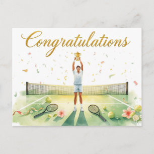 Postal Felicidades por jugador de tenis