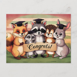 Postal Felicidades por la graduación animales lindos vint