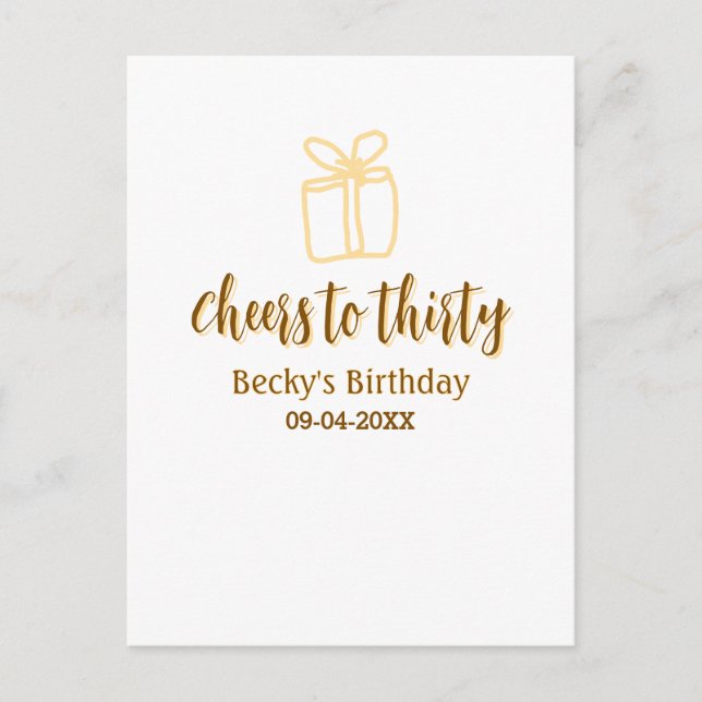 Postal Felicidades por treinta regalo de cumpleaños paste (Anverso)