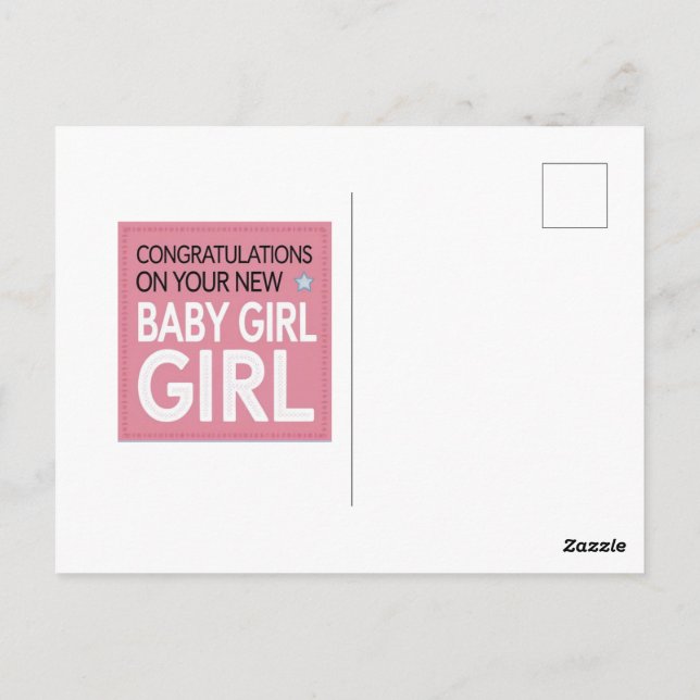Postal Felicidades por tu nueva bebé (Reverso)