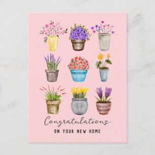 Postal Felicidades Propietario Nueva Casa Botánico Boho