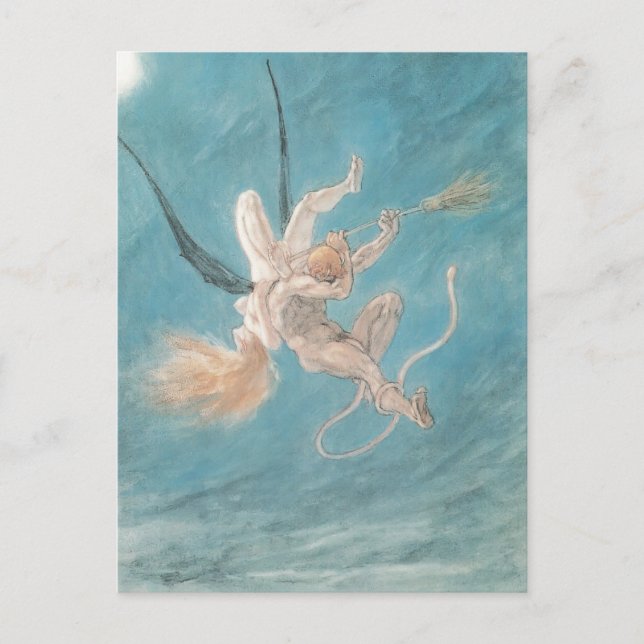 Postal Felicien Rops- El Satánico. Eliminación (Anverso)
