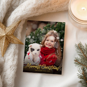 Postal Felicísima Navidad en Caligrafía con Brillo Dorado