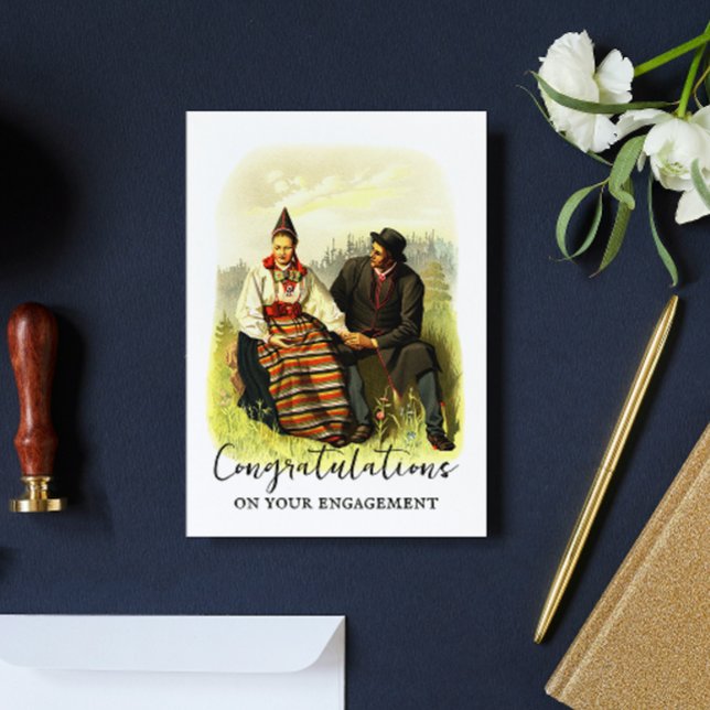 Postal Felicitación de compromiso tradicional sueco vinta (Subido por el creador)