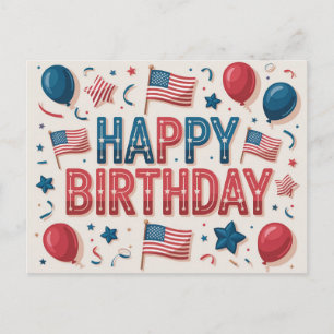 Postal Felicitación de cumpleaños con tema patriótico ame