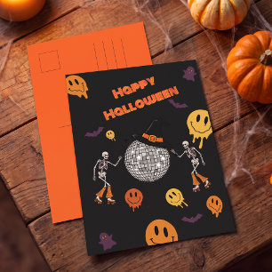 Postal Felicitación Groovy Retro Disco Feliz Halloween