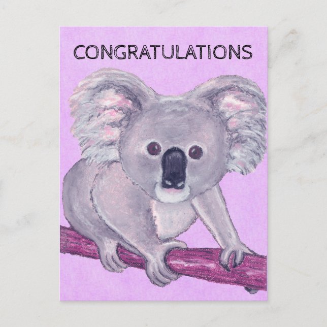 Postal Felicitaciones a Koala Bear (Anverso)