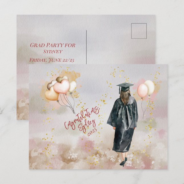 Postal Felicitaciones a la hija del partido de graduación (Anverso / Reverso)