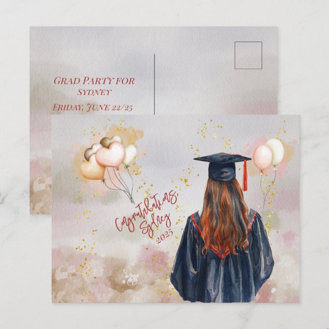 Postal Felicitaciones a la hija del partido de graduación (Anverso / Reverso)