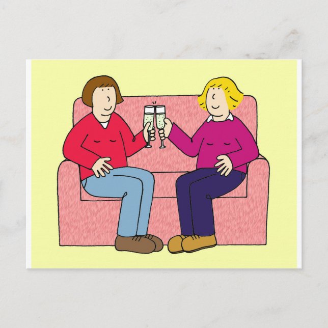 Postal Felicitaciones a la pareja de lesbianas. (Anverso)