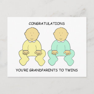 Postal Felicitaciones a los abuelos a los gemelos