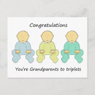 Postal Felicitaciones a los abuelos de Triplets