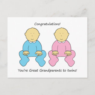 Postal Felicitaciones a los grandes abuelos a los gemelos