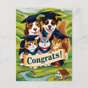 Postal Felicitaciones a los lindos animales de la graduac