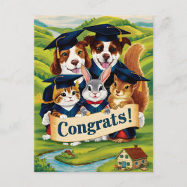 Postal Felicitaciones a los lindos animales de la graduac
