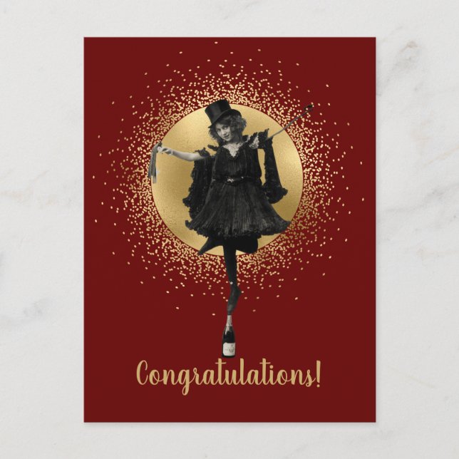 Postal Felicitaciones a Vintage Top Hat Dancer (Anverso)