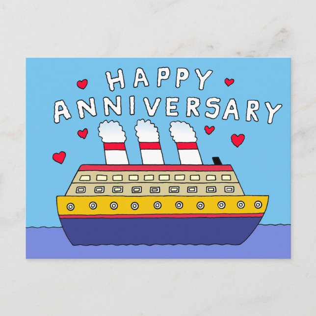 Postal Felicitaciones al aniversario del Boda de cruceros (Anverso)