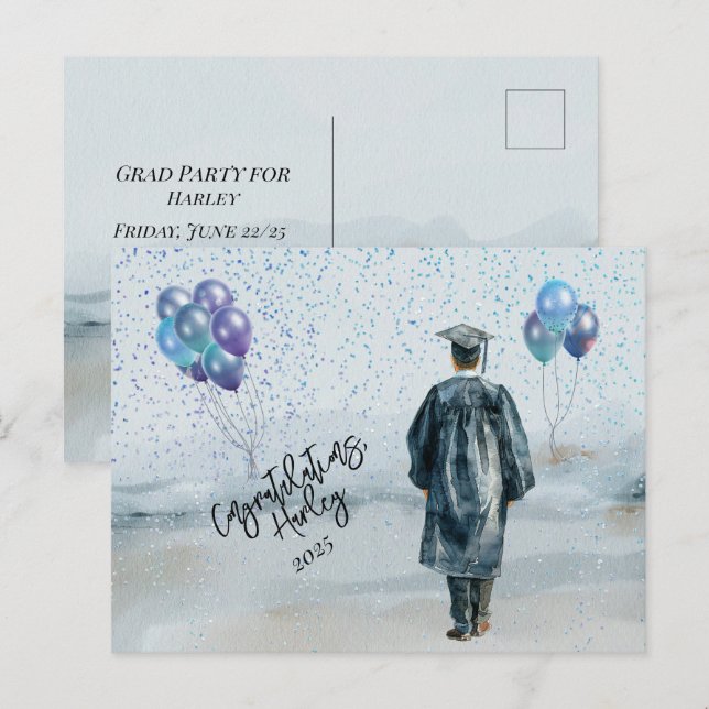 Postal Felicitaciones al hijo del partido de graduación (Anverso / Reverso)