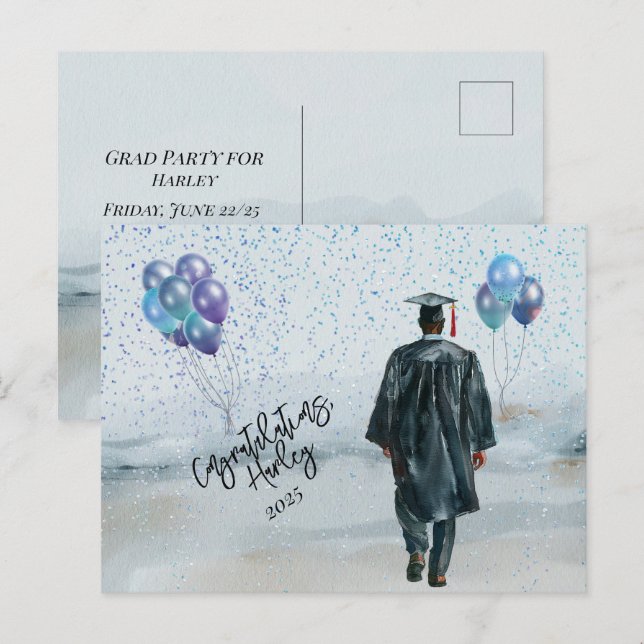 Postal Felicitaciones al hijo del partido de graduación (Anverso / Reverso)