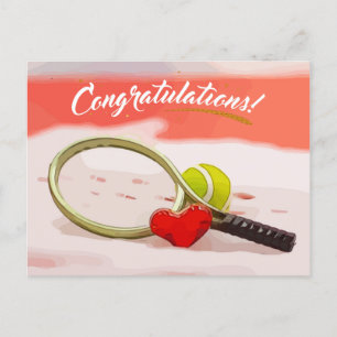 Postal Felicitaciones al tenis por el rojo con amor