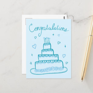 Postal Felicitaciones Boda Compromiso Boceto Garabato 