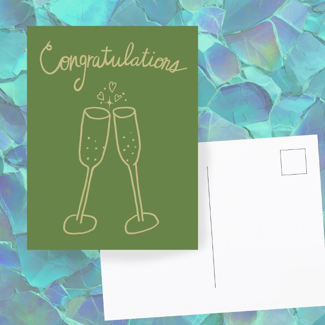 Postal Felicitaciones Champagne Cheers Sketch Doodle (Congratulations Champagne Cheers Engagement Wedding Anniversary Sketch Doodle Postcard
)