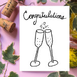 Postal Felicitaciones Champagne Cheers Sketch Doodle<br><div class="desc">¡Dulce dibujo de dos gafas burbujeantes para felicitar a alguien por su boda o compromiso! Haga clic en "Personalizar" para editar el texto interno para adaptarlo a sus necesidades. A continuación, haga clic en "editar mediante la herramienta de diseño" para ajustar las fuentes, los colores y las colocaciones. También puede...</div>