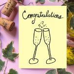 Postal Felicitaciones Champagne Cheers Sketch Doodle<br><div class="desc">¡Dulce dibujo de dos gafas burbujeantes para felicitar a alguien por su boda o compromiso! Haga clic en "Personalizar" para editar el texto interno para adaptarlo a sus necesidades. A continuación, haga clic en "editar mediante la herramienta de diseño" para ajustar las fuentes, los colores y las colocaciones. También puede...</div>