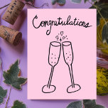 Postal Felicitaciones Champagne Cheers Sketch Doodle<br><div class="desc">¡Dulce dibujo de dos gafas burbujeantes para felicitar a alguien por su boda o compromiso! Haga clic en "Personalizar" para editar el texto interno para adaptarlo a sus necesidades. A continuación, haga clic en "editar mediante la herramienta de diseño" para ajustar las fuentes, los colores y las colocaciones. También puede...</div>