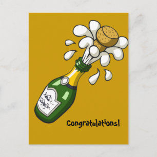 Postal Felicitaciones Champagne Postcard
