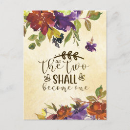 Postal Felicitaciones de boda Biblia Dos se convertirán e