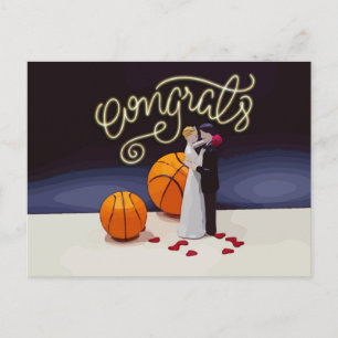 Postal Felicitaciones de boda de baloncesto 